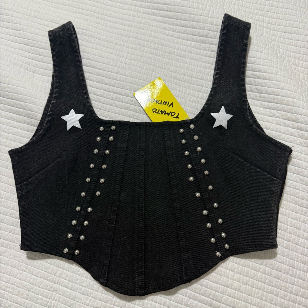 Black Studded Women's Top